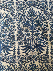 100% Cotton Fabric – White With Large Navy Floral