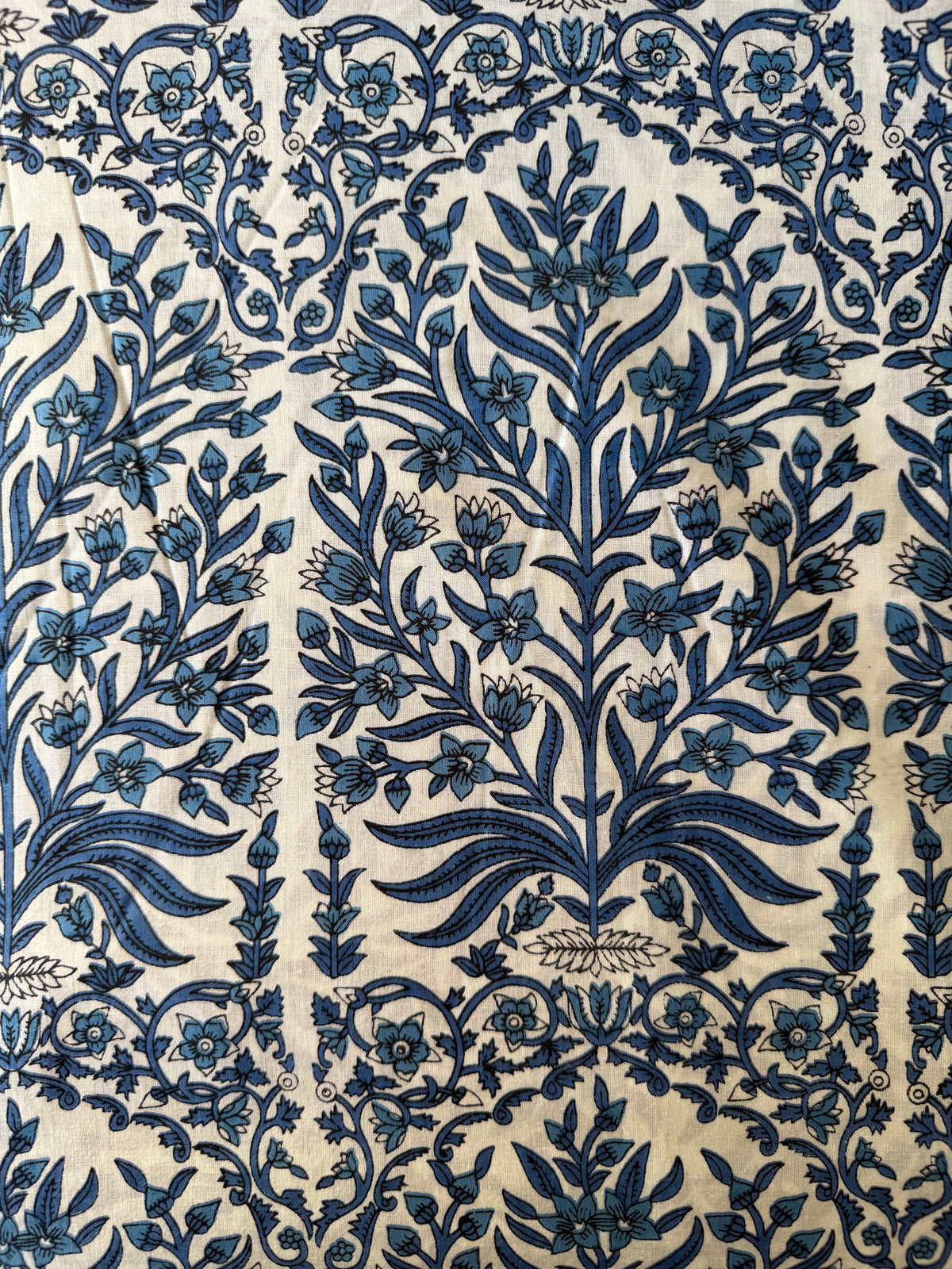 100% Cotton Fabric – White With Large Navy Floral