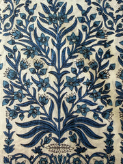 100% Cotton Fabric – White With Large Navy Floral