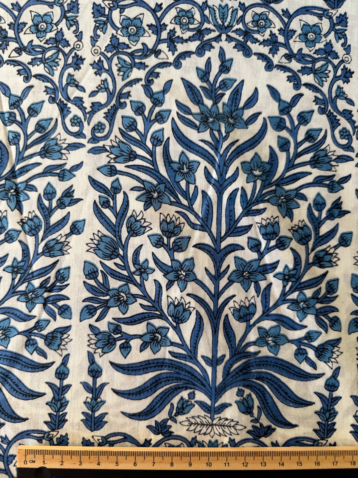 100% Cotton Fabric – White With Large Navy Floral