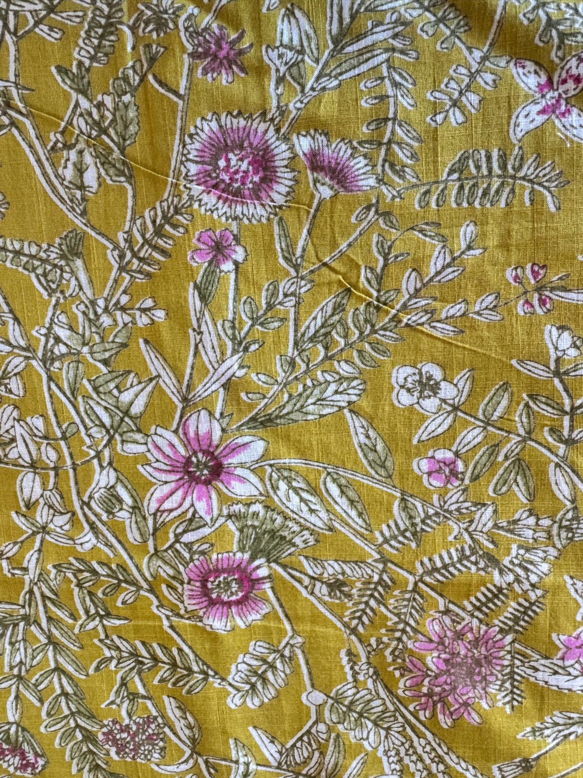 100% Cotton Fabric – Yellow & Mauve Floral