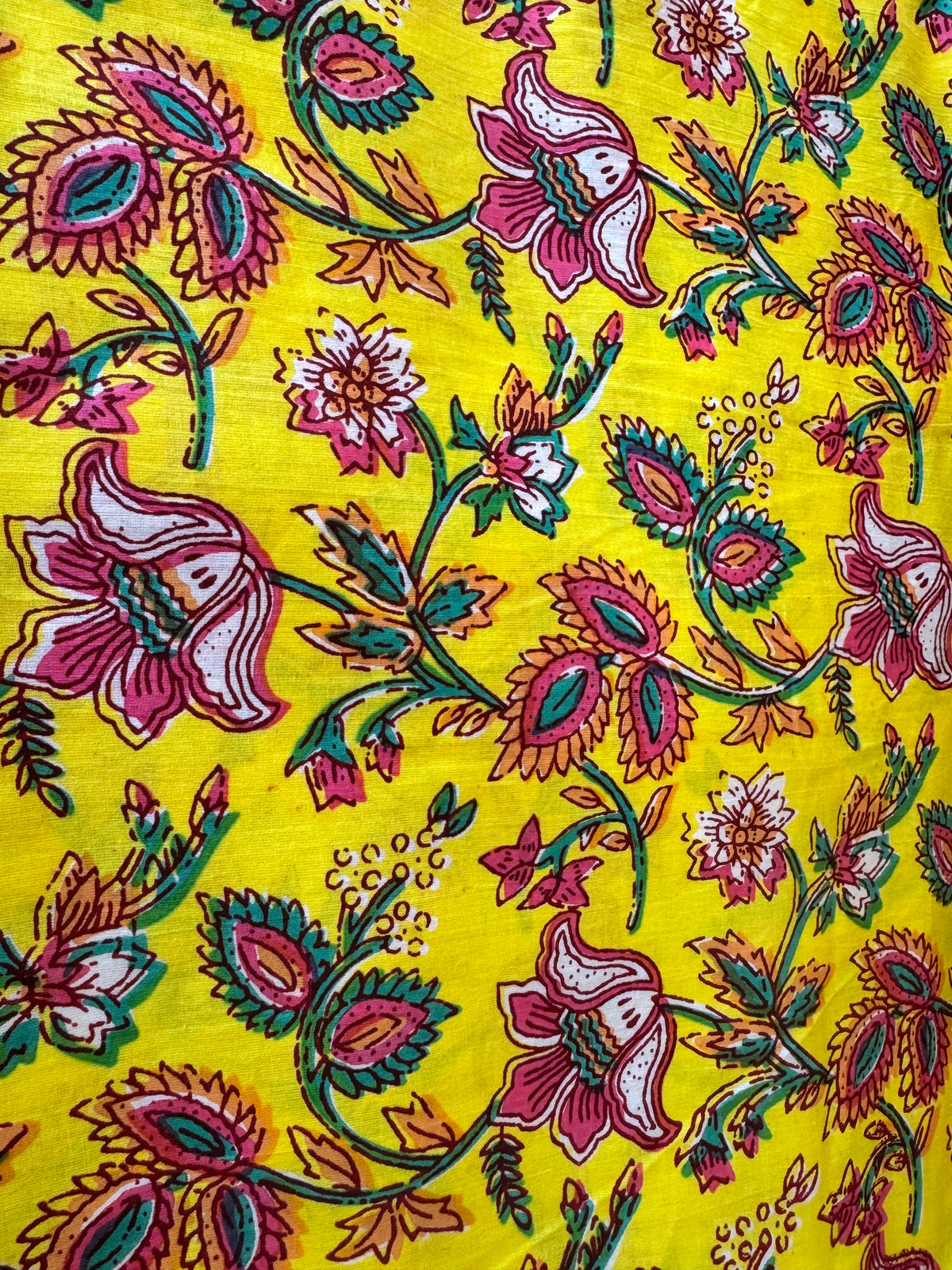 100% Cotton Fabric – Yellow With Pink Floral