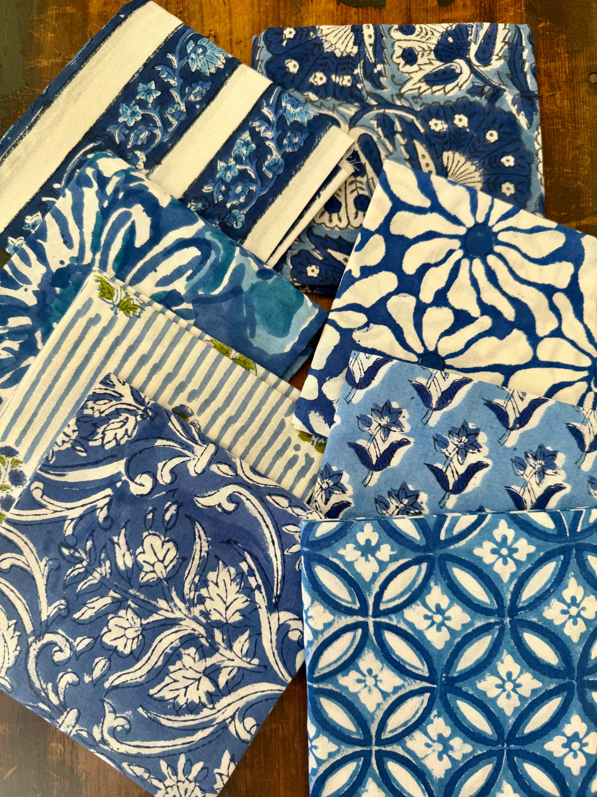 100% Cotton Fat Quarters – Blue & White