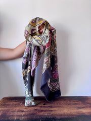100% Fine Merino Wool Scarves – Black & Beige