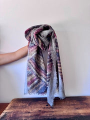100% Fine Merino Wool Scarves – Dusty Rose & Blue