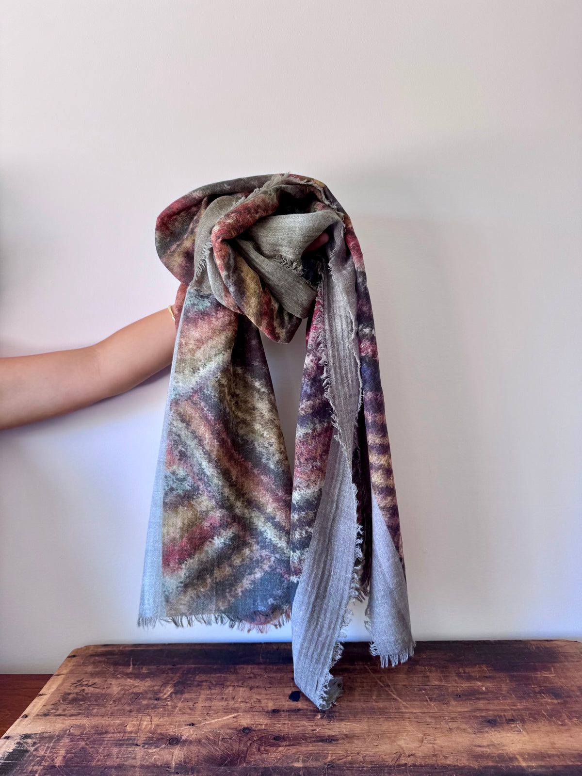 100% Fine Merino Wool Scarves – Dusty Rose & Blue