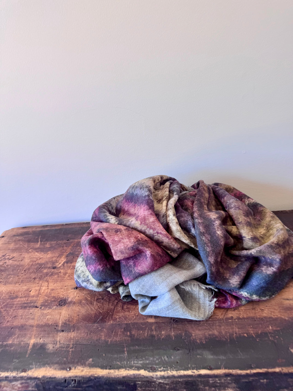 100% Fine Merino Wool Scarves – Dusty Rose & Blue