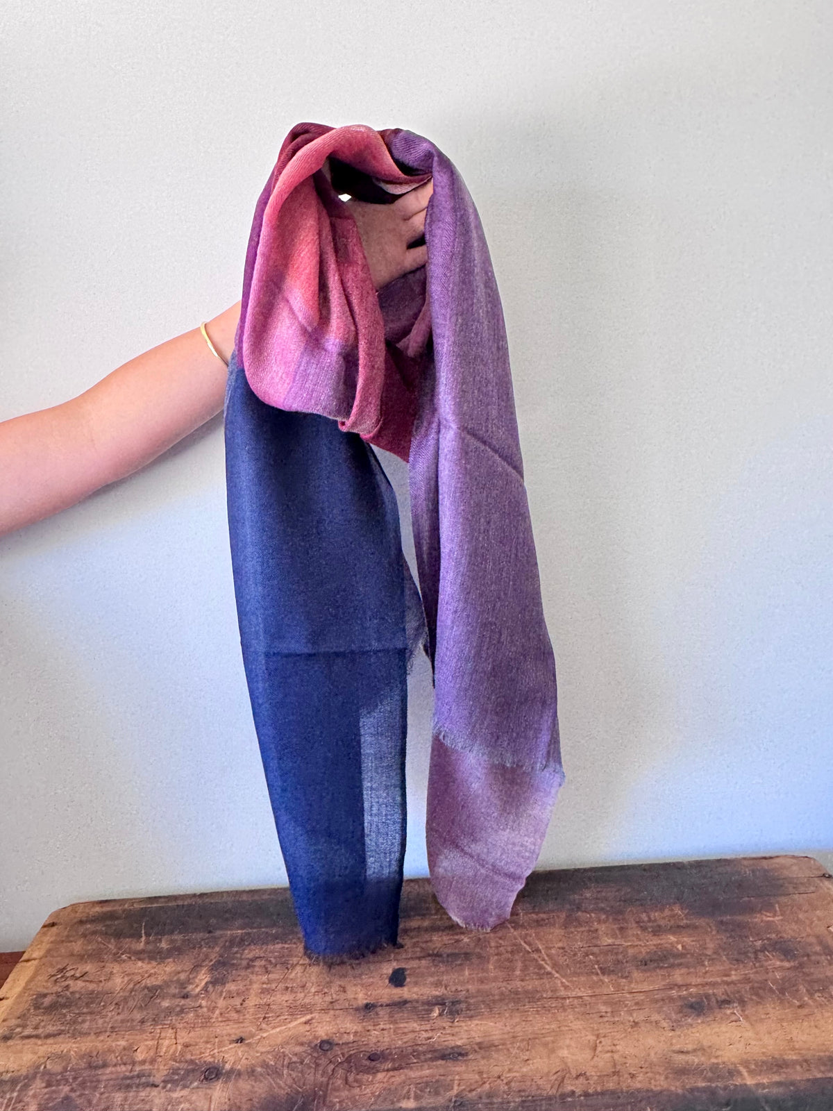 100% Fine Merino Wool Scarves – Ombre Purple & Blue