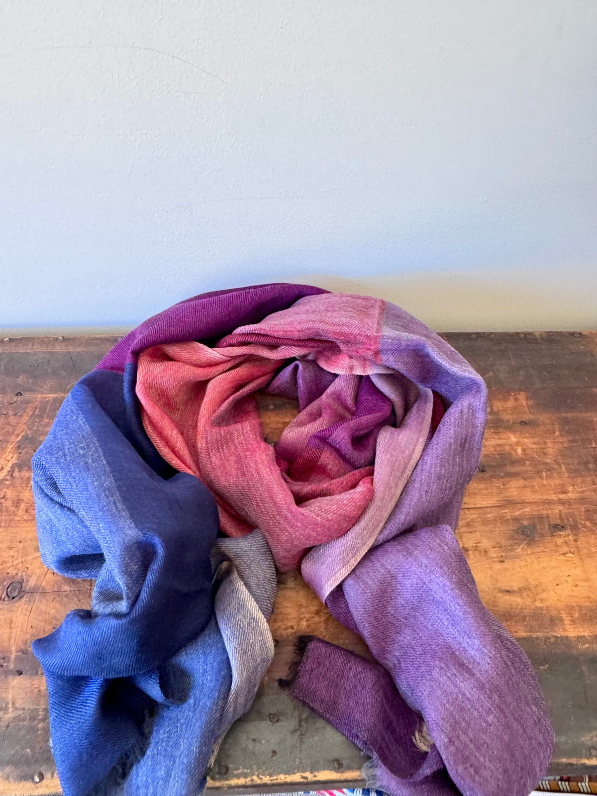 100% Fine Merino Wool Scarves – Ombre Purple & Blue