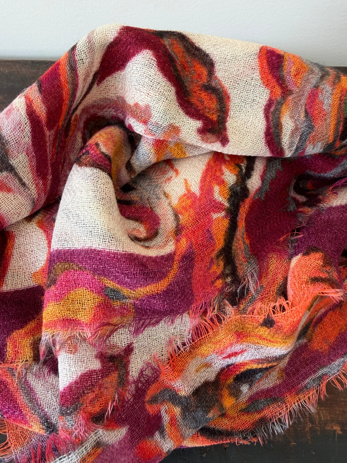 100% Fine Merino Wool Scarves – Orange & Red