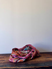 100% Fine Merino Wool Scarves – Orange & Red Paisley