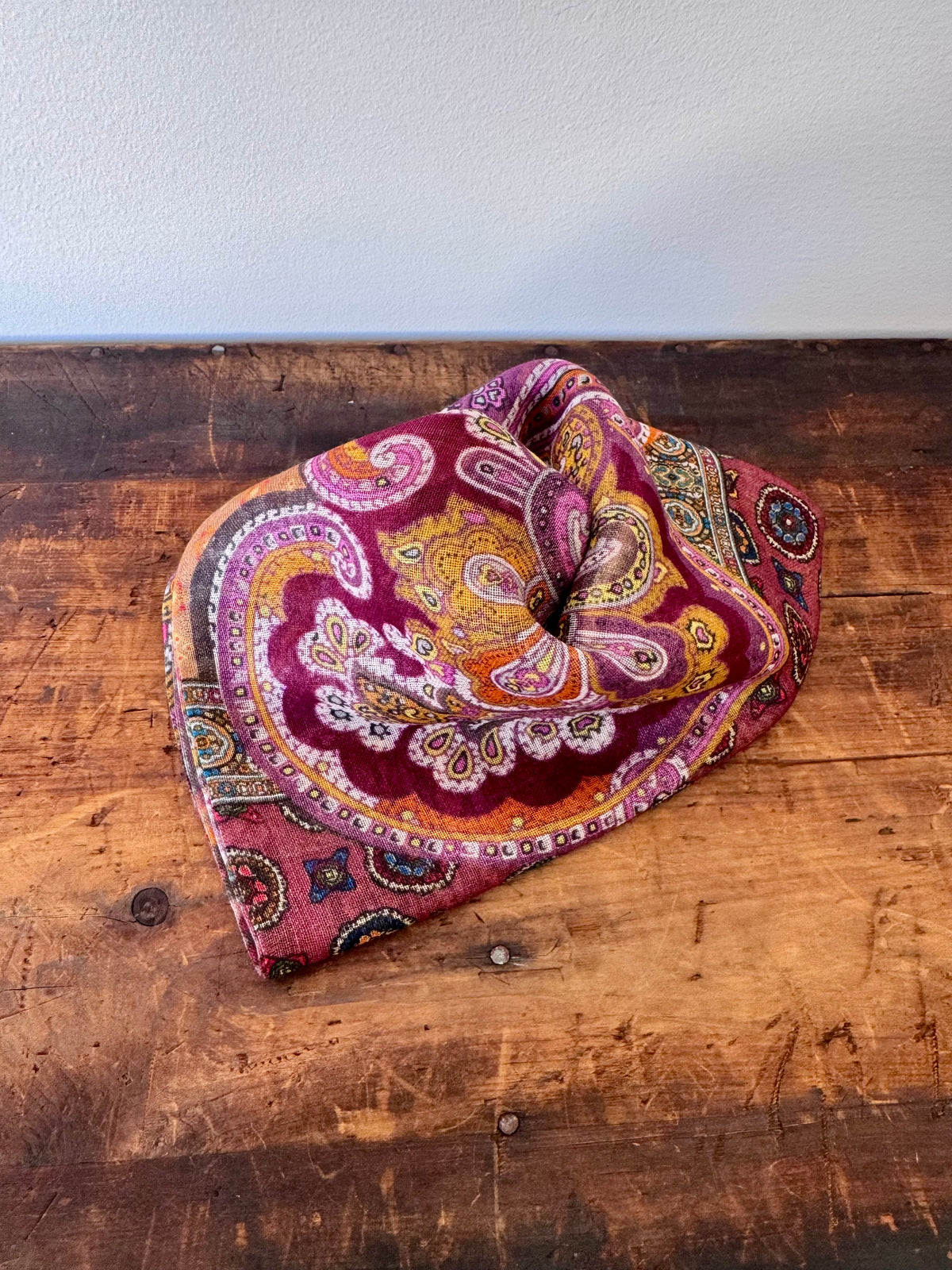 100% Fine Merino Wool Scarves – Orange & Red Paisley