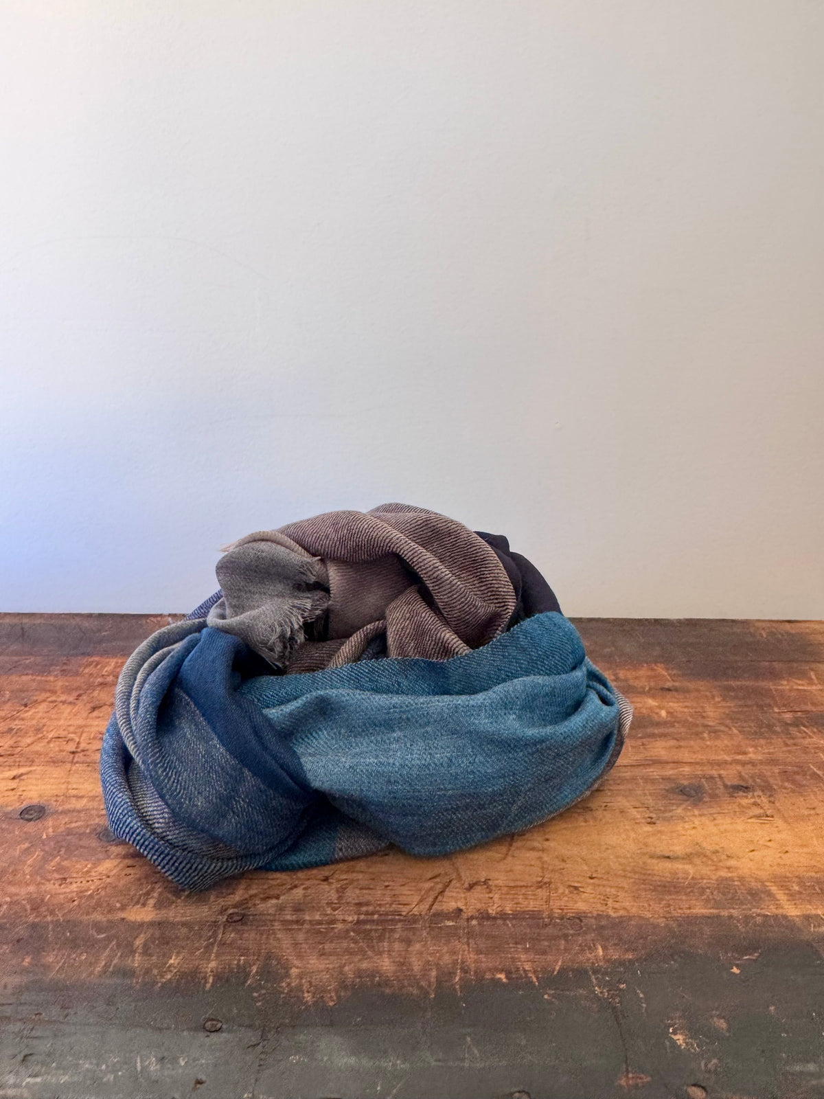 100% Fine Merino Wool Scarves – Teal & Grey