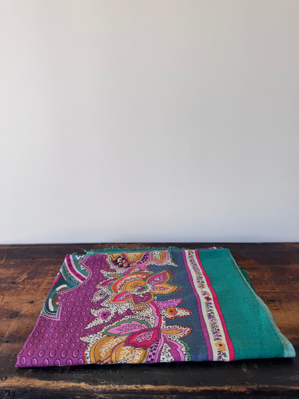 100% Fine Merino Wool Scarves – Teal Green & Pink