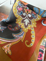 100% Silk Scarves – Blue & Brown Paisley Pattern