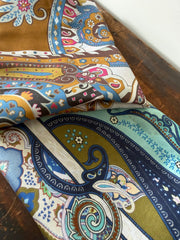 100% Silk Scarves – Blue & Brown Paisley Pattern