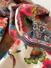 100% Silk Scarves – Brown & Yellow