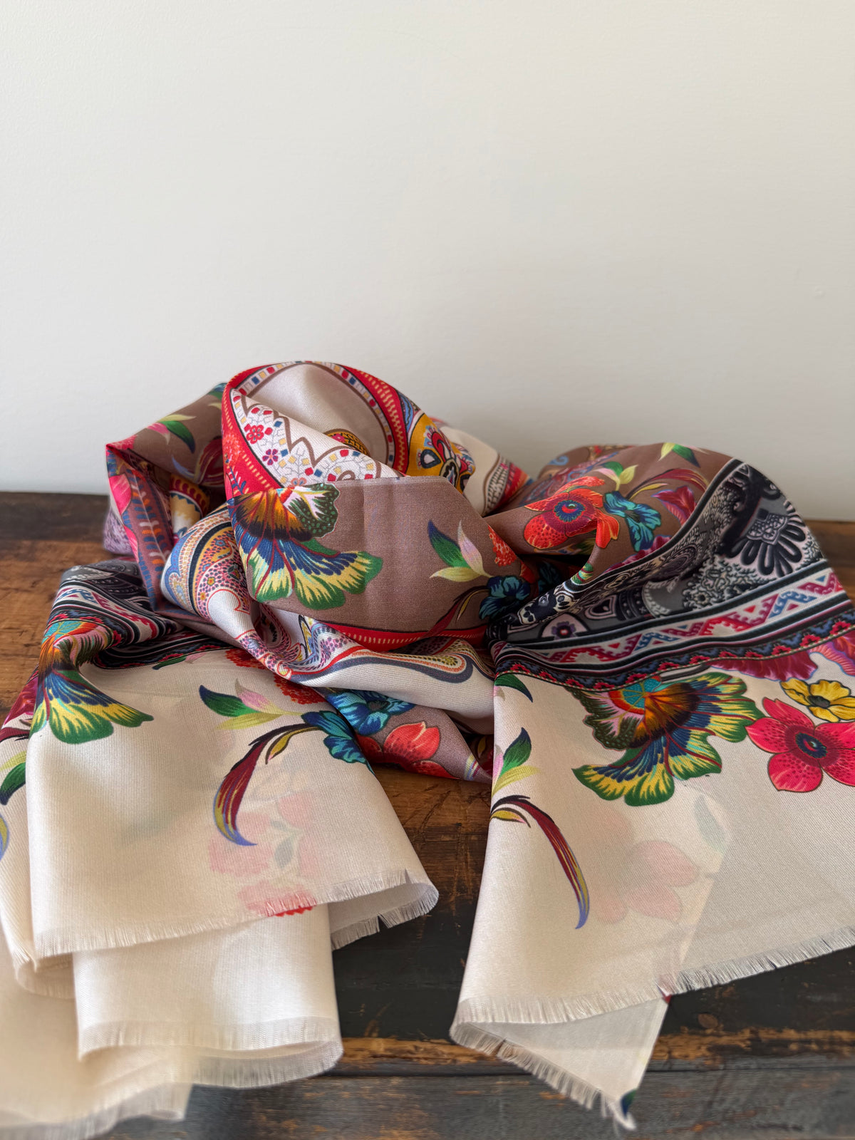 100% Silk Scarves – Brown & Yellow