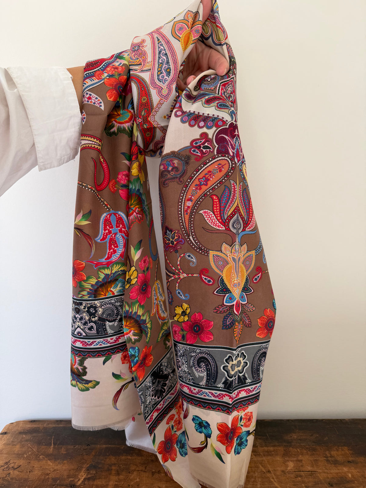 100% Silk Scarves – Brown & Yellow