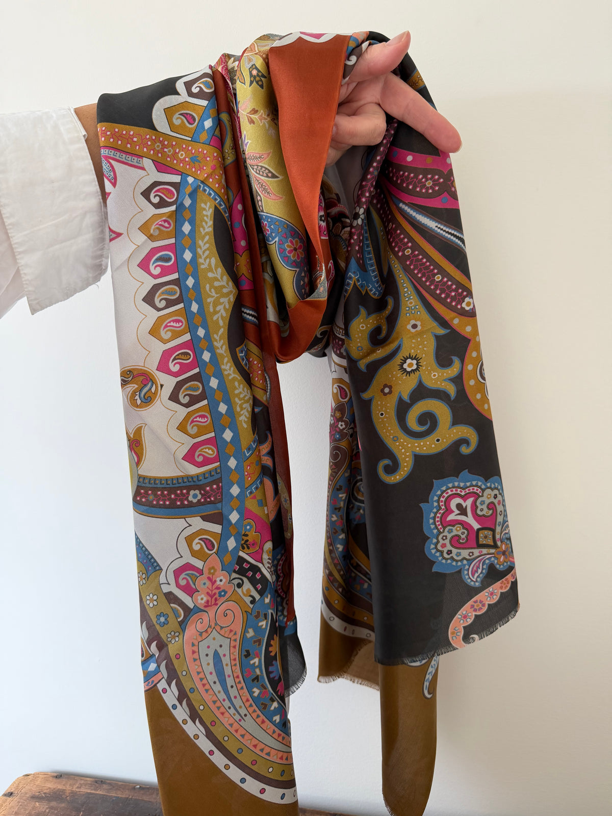 100% Silk Scarves – Brown & Yellow