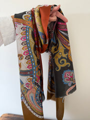 100% Silk Scarves – Brown & Yellow