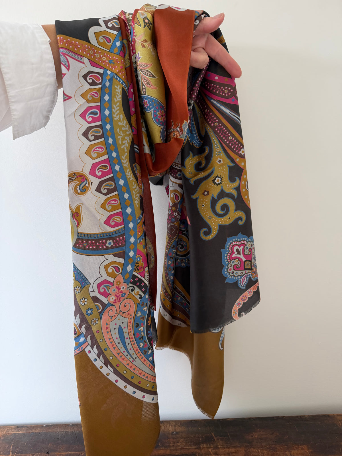 100% Silk Scarves – Brown & Yellow