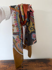 100% Silk Scarves – Brown & Yellow
