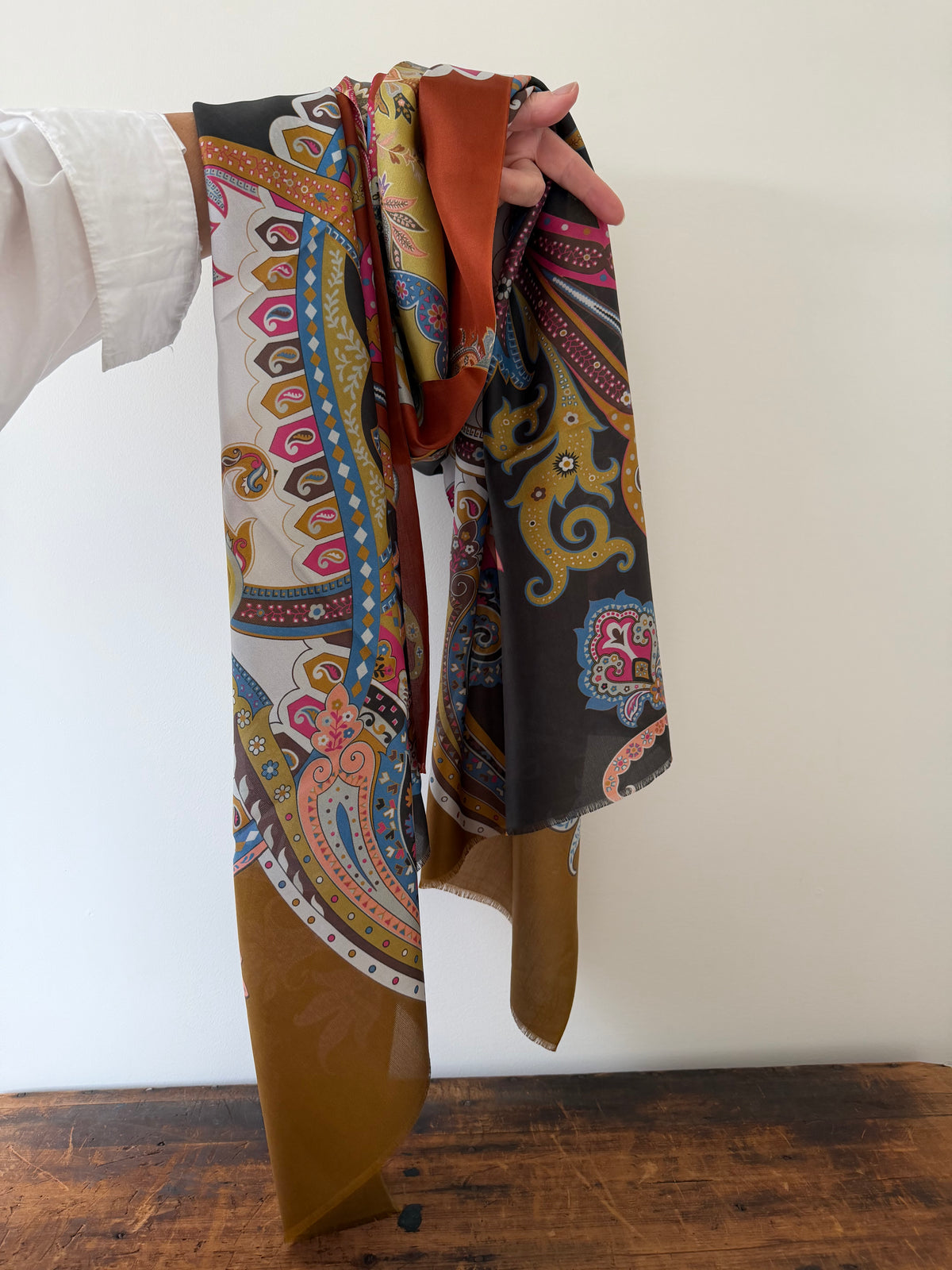 100% Silk Scarves – Brown & Yellow
