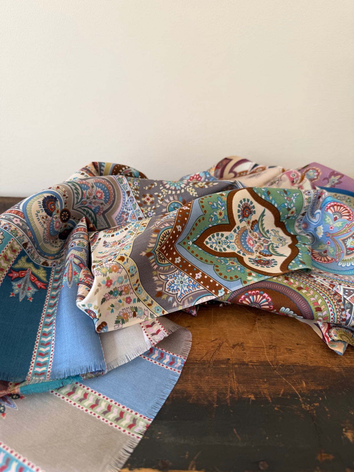 100% Silk Scarves – Colorful Paisley Pattern