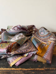 100% Silk Scarves – Green & Pink