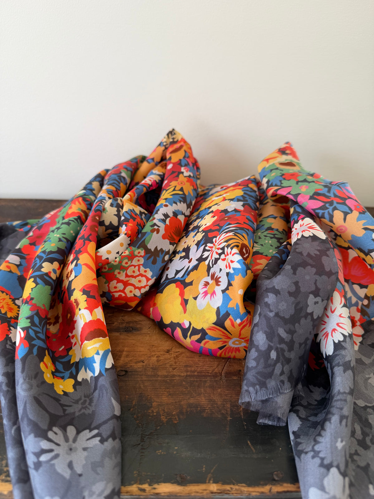 100% Silk Scarves – Red Flowers
