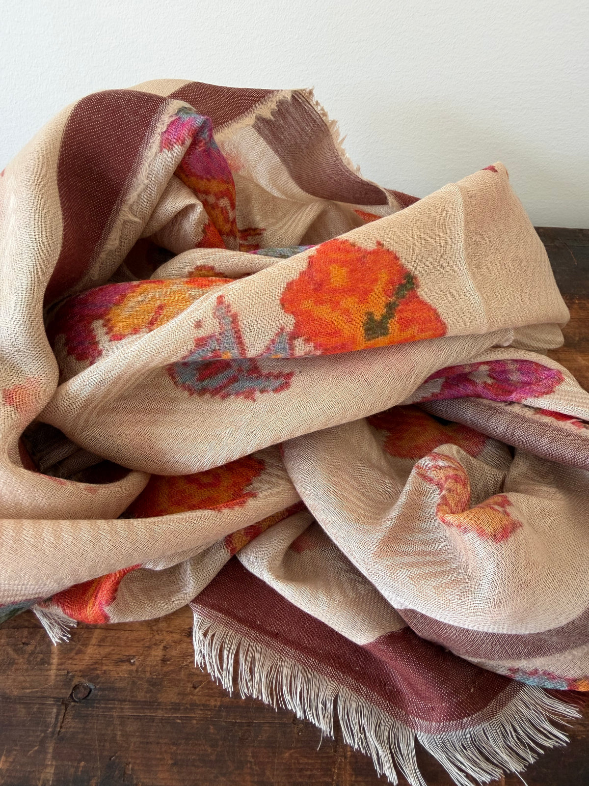 50% Wool Blend Scarves – Brown & Orange