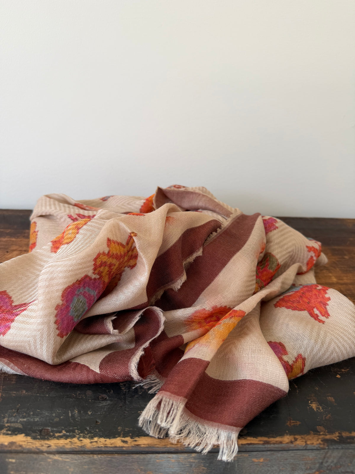 50% Wool Blend Scarves – Brown & Orange
