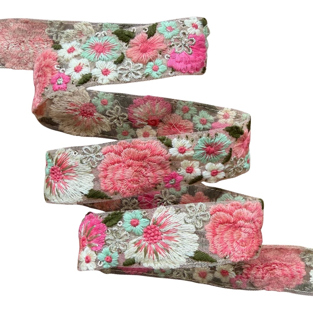 Ribbon – Coral & White Flowers