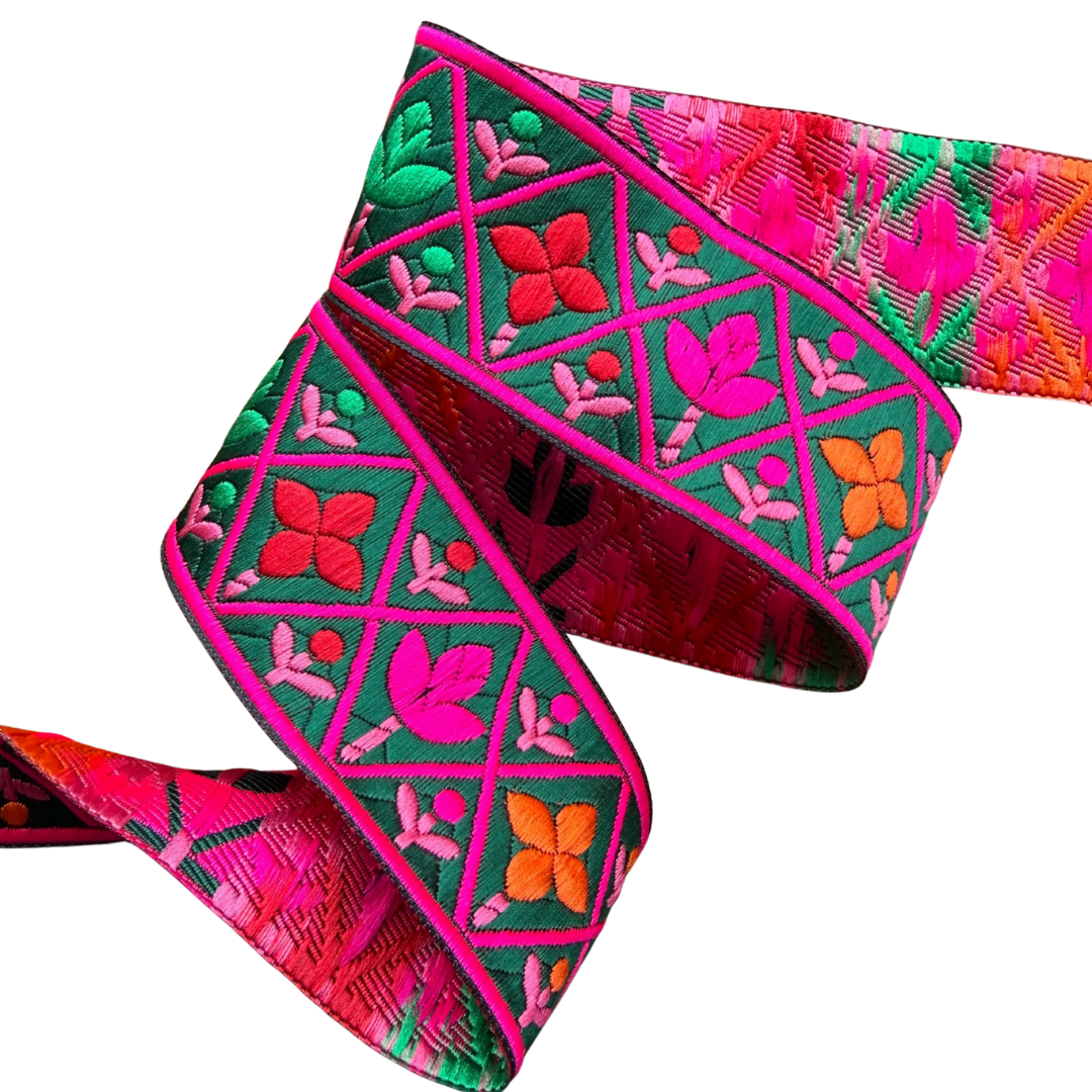 Forest Green Floral Ribbon