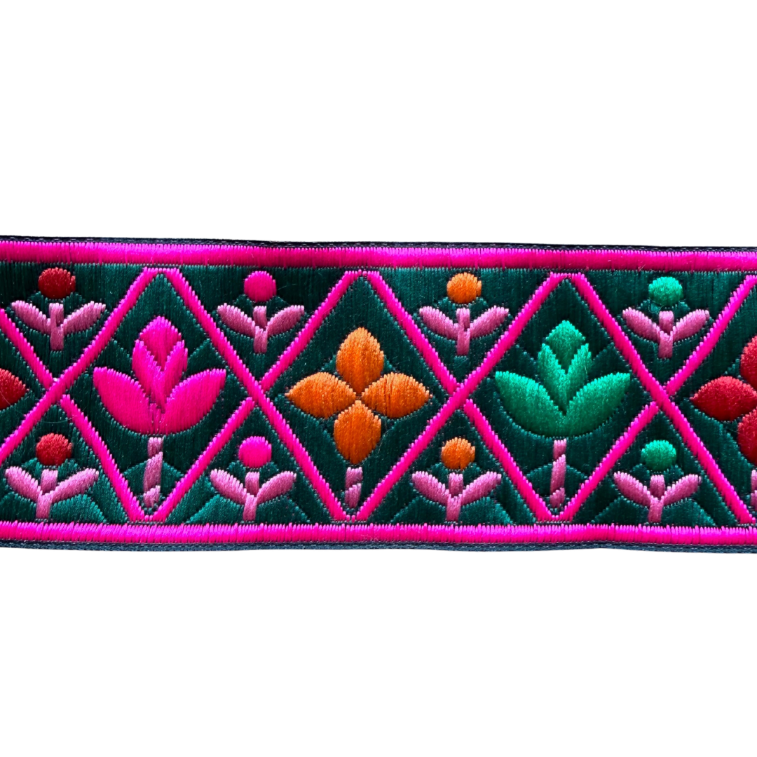 Forest Green Floral Ribbon