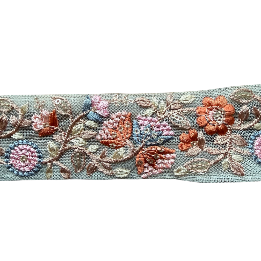 Ribbon – White & Brown Flowers