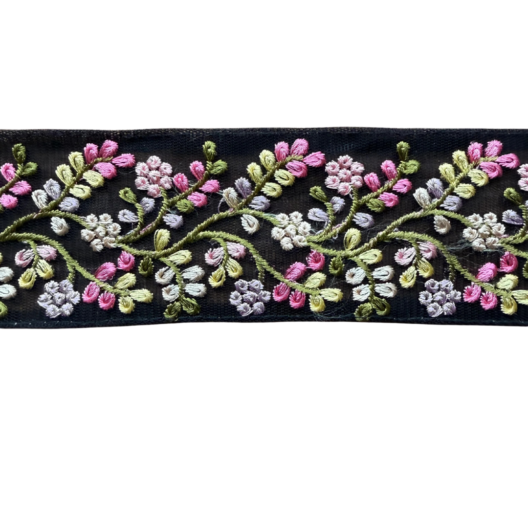 Ribbon – Black Spring Flowers