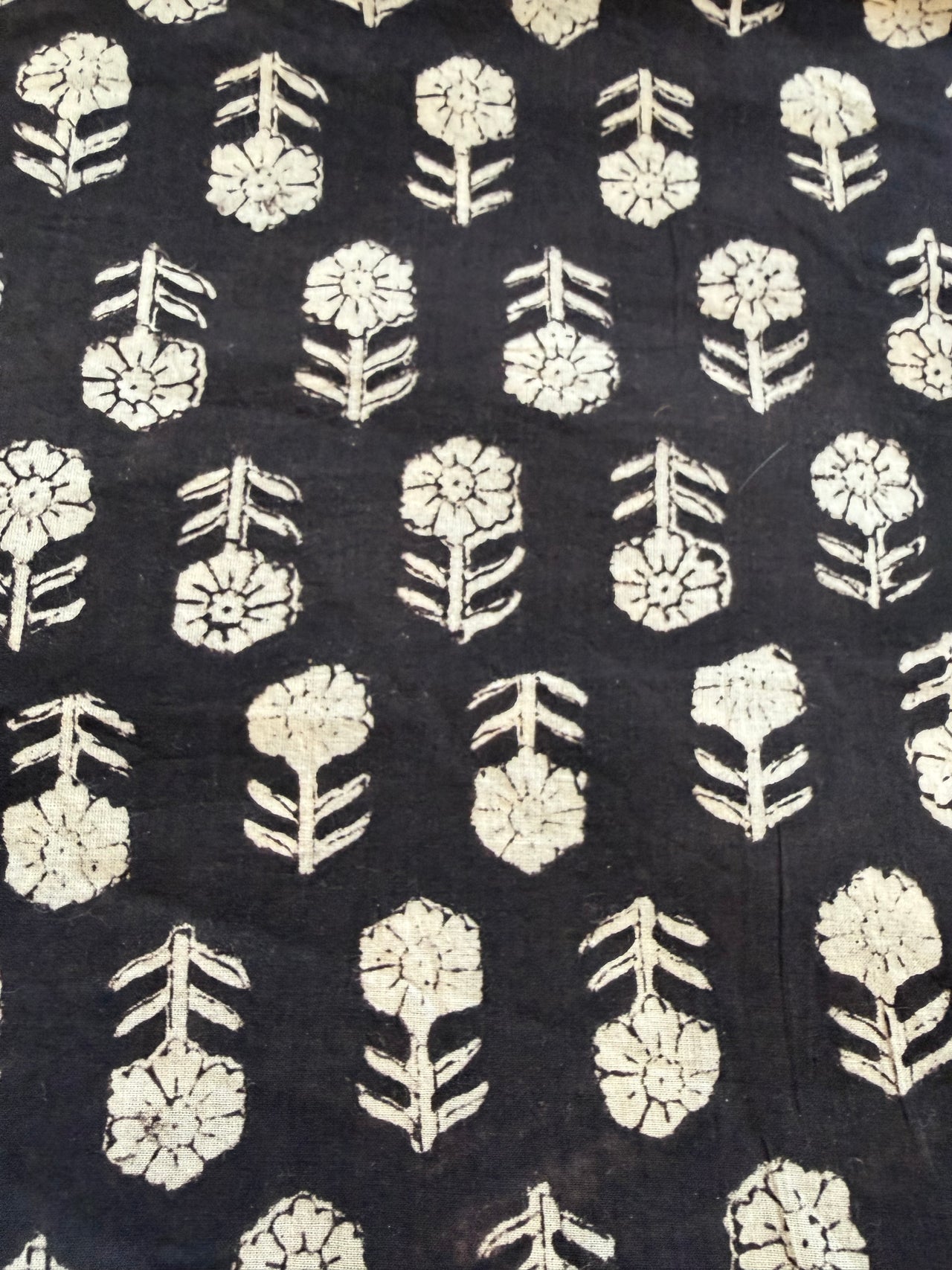 Block Print Cotton Fabric - Small Black Print