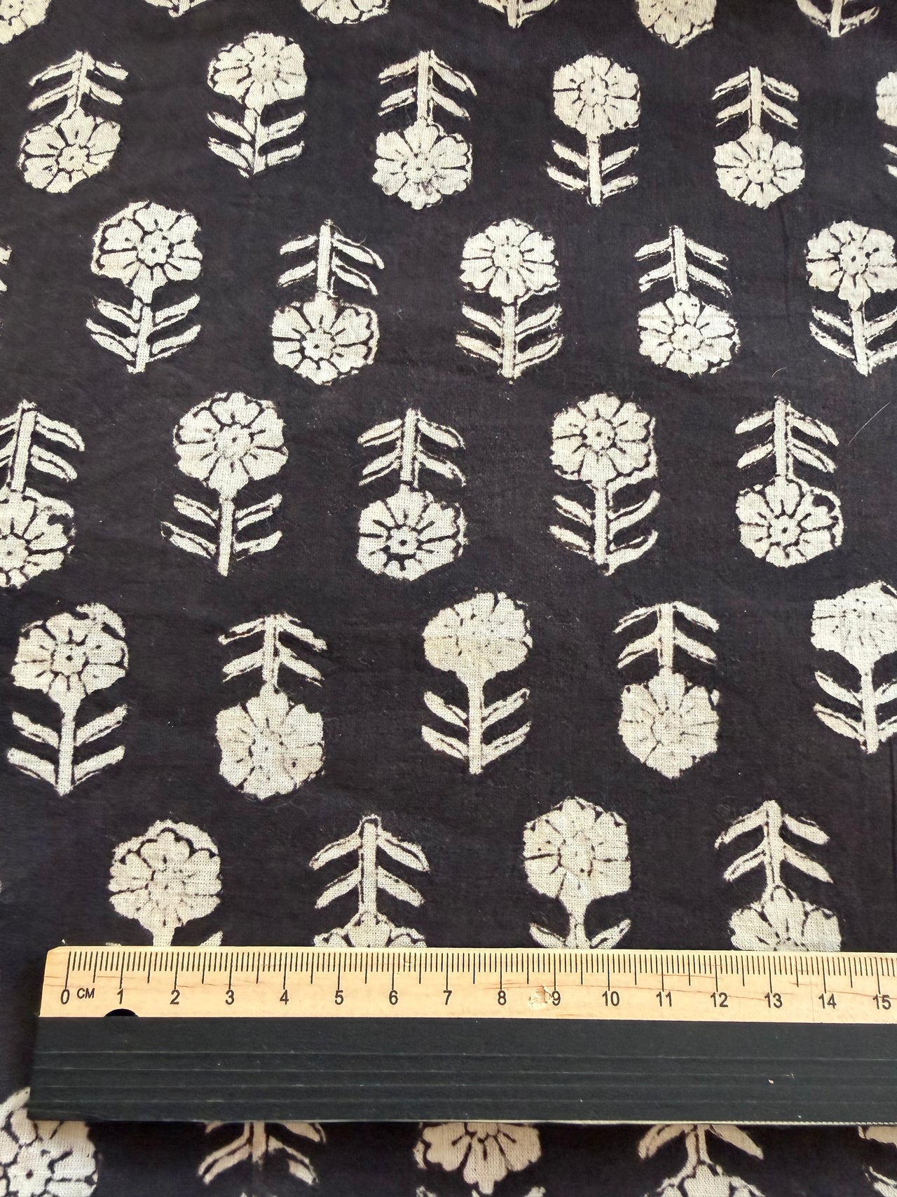 Block Print Cotton Fabric - Small Black Print