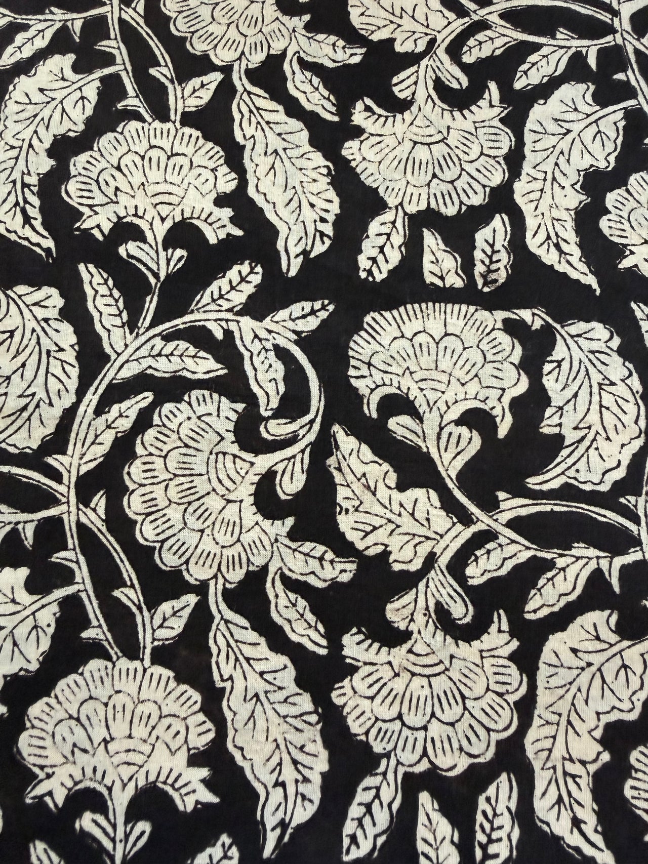 Block Print Cotton Fabric - Large Black Print