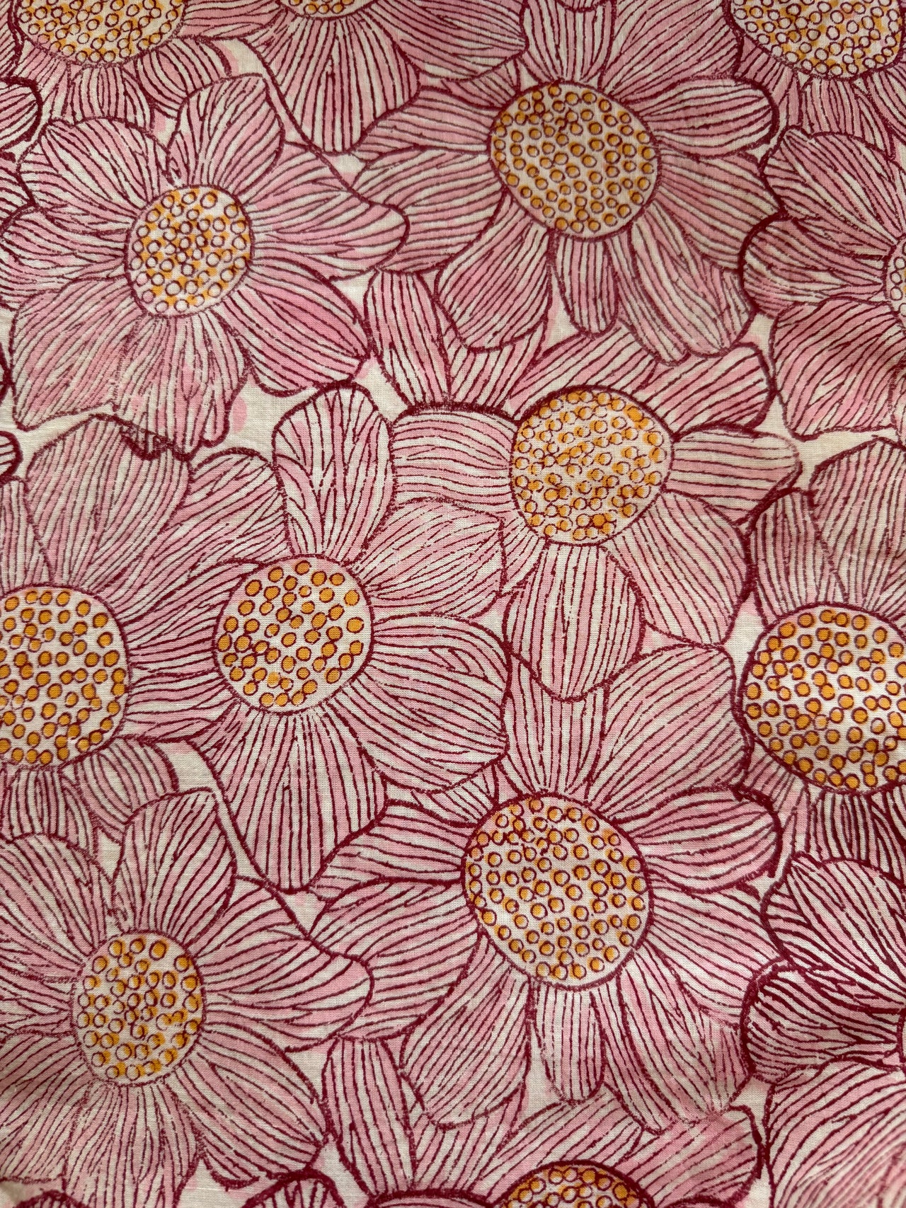 Block Print Cotton Fabric - Big Pink Floral