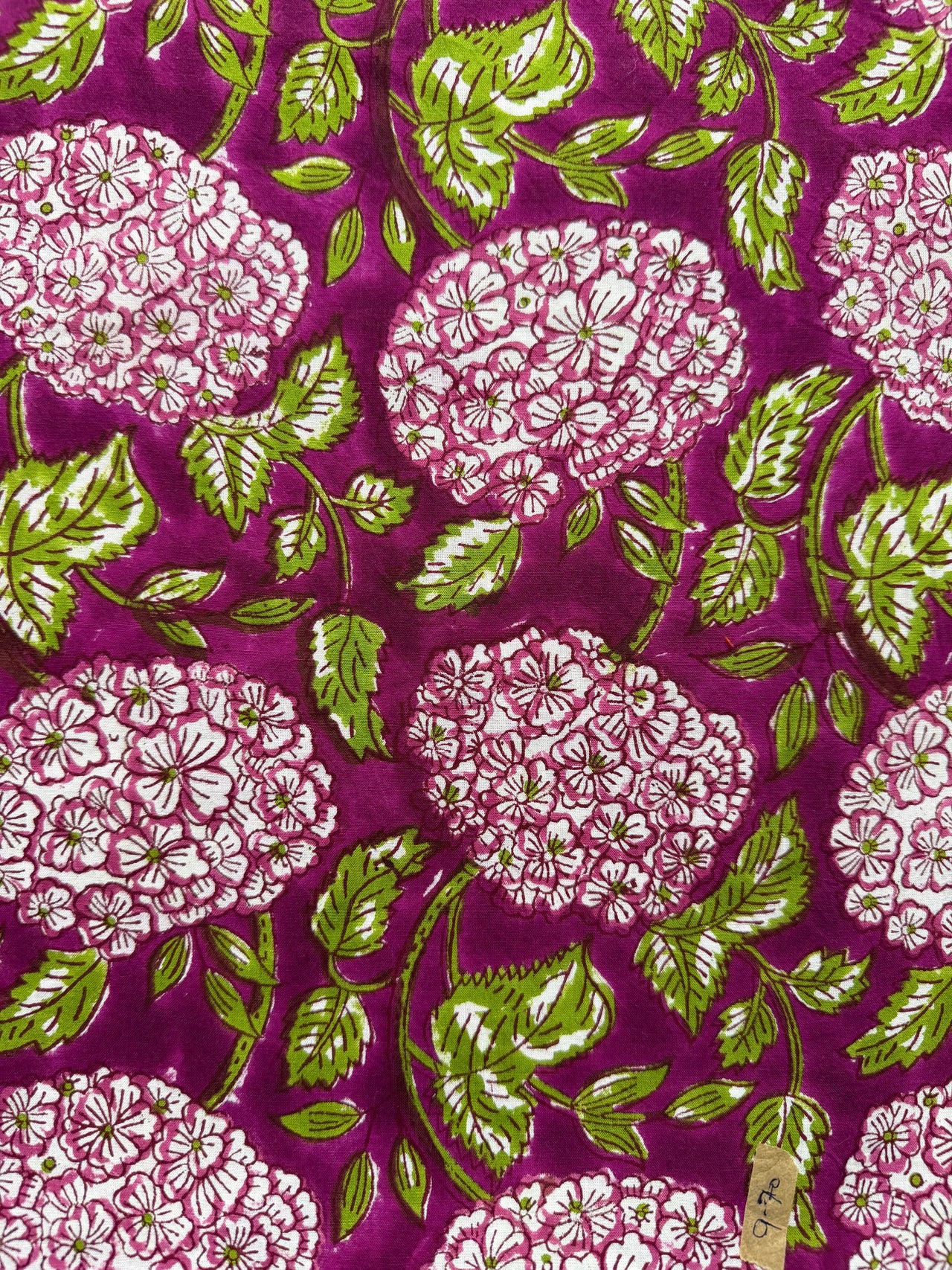 Block Print Cotton Fabric - Purple Green