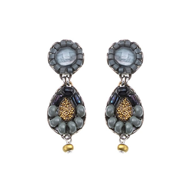 Ayala Bar Earrings - Grey & Gold