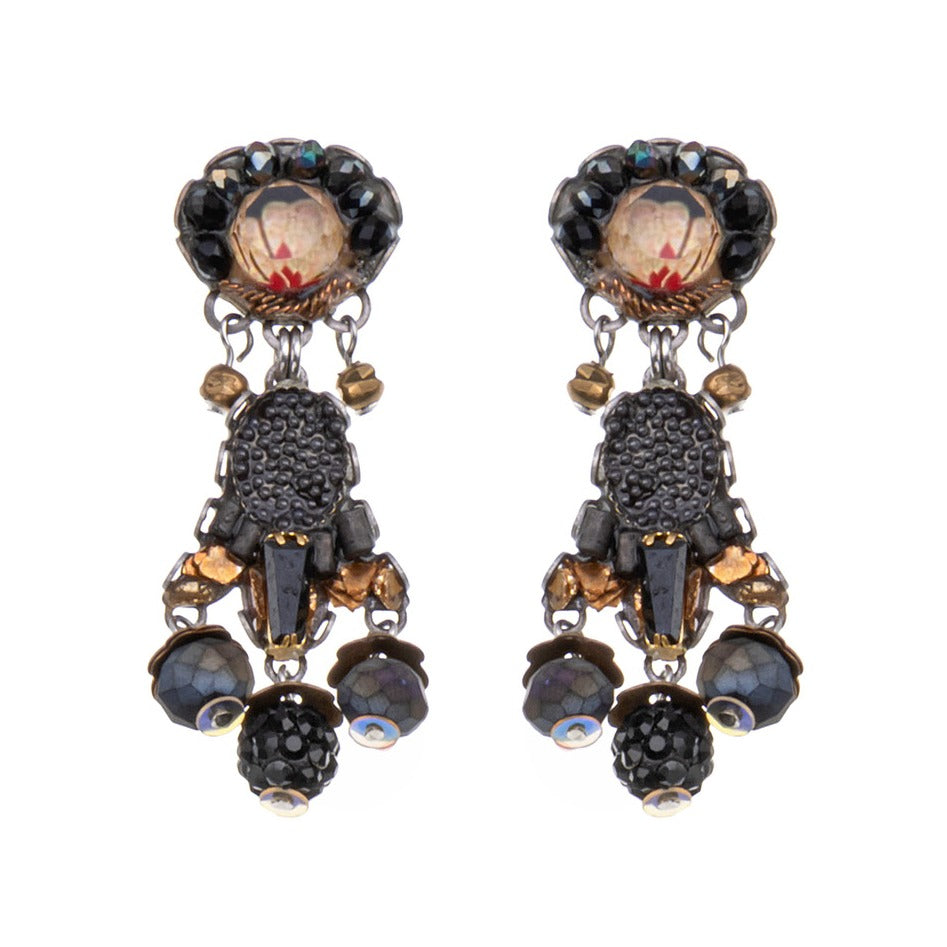 Ayala Bar Earrings - Black, Grey & Gold