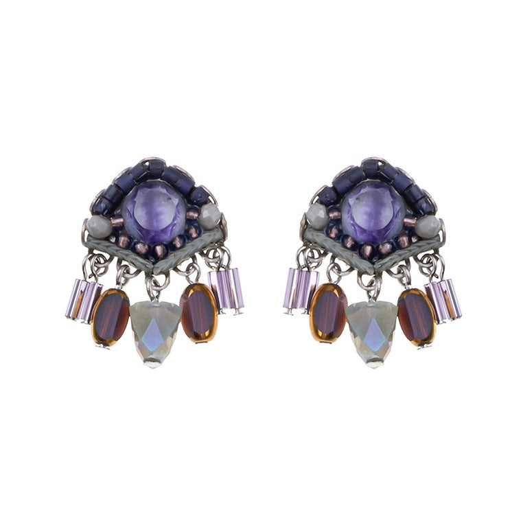 Ayala Bar Earrings - Purple & Mauve Short