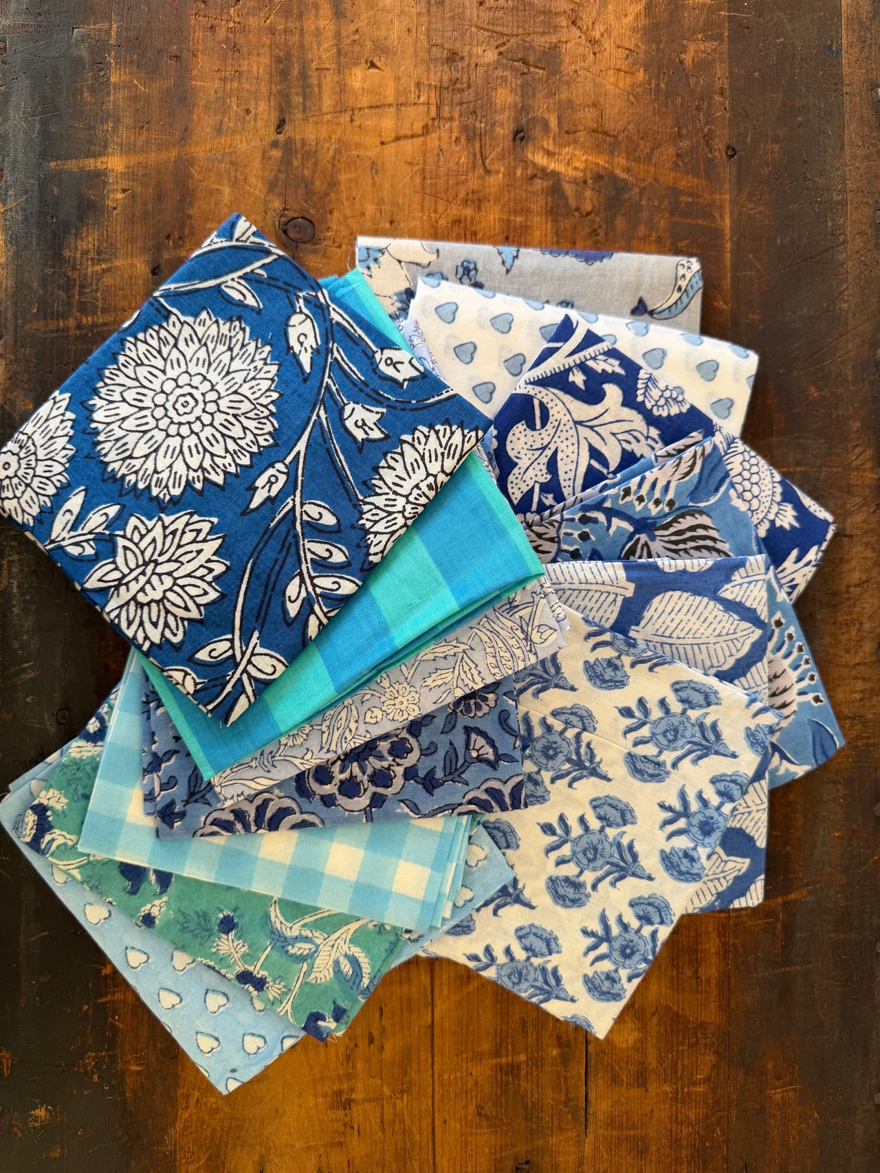 100% Cotton Fat Quarters - Blue & Turquoise