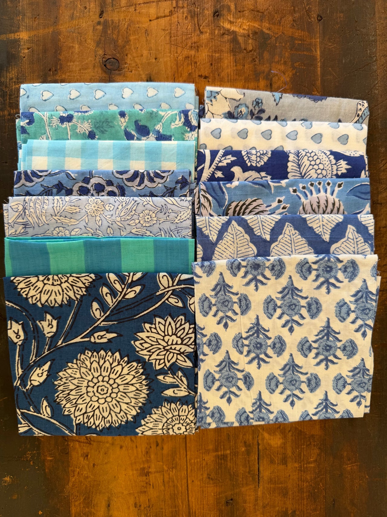 100% Cotton Fat Quarters - Blue & Turquoise