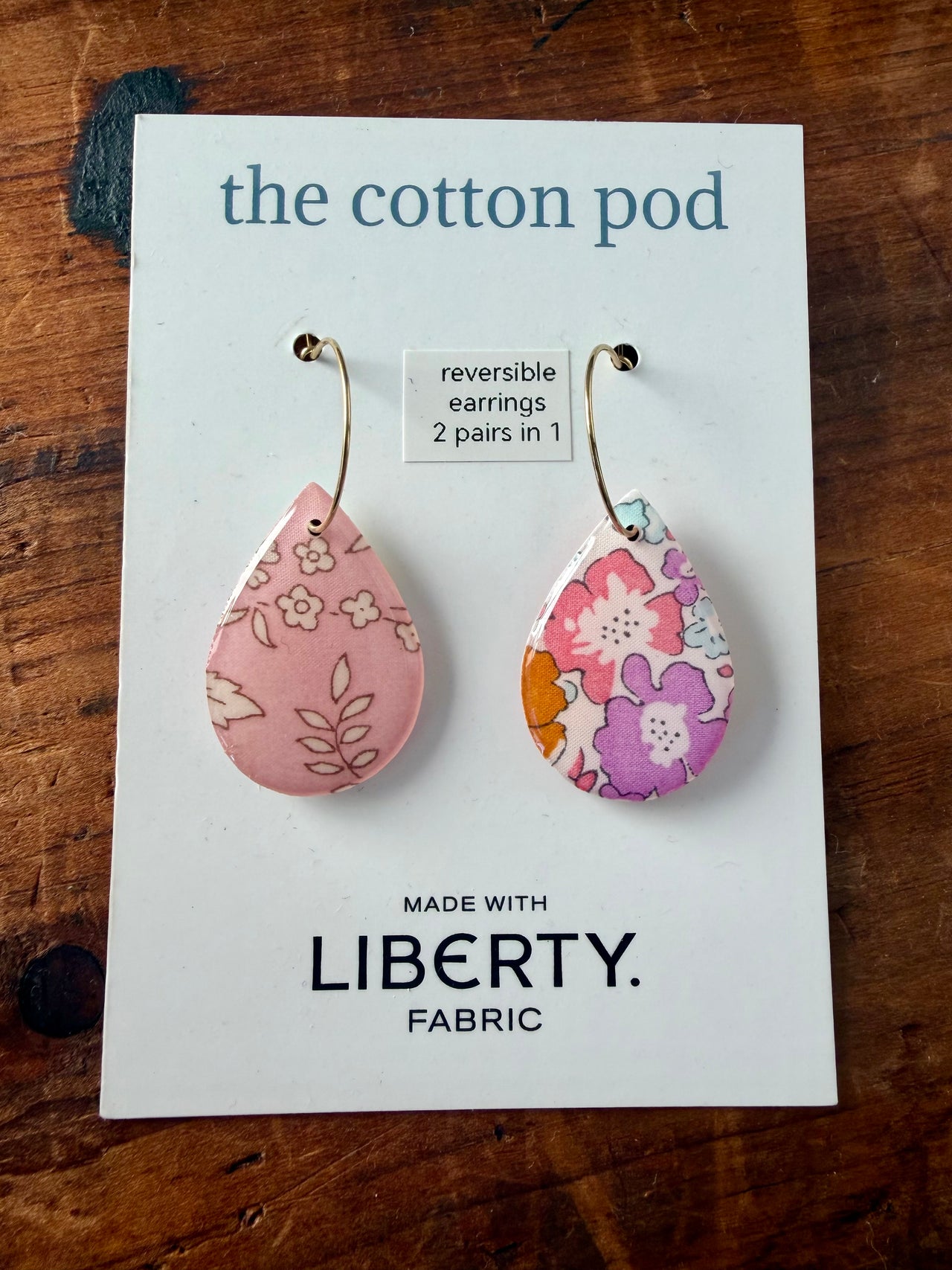 Liberty Reversible Earrings - Pastel & Pink Tear Drop