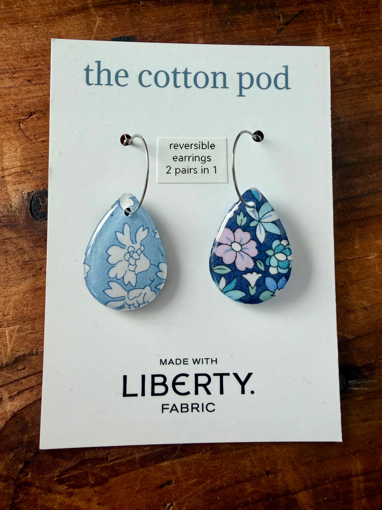 Liberty Reversible Earrings - Navy & Blue Tear Drop
